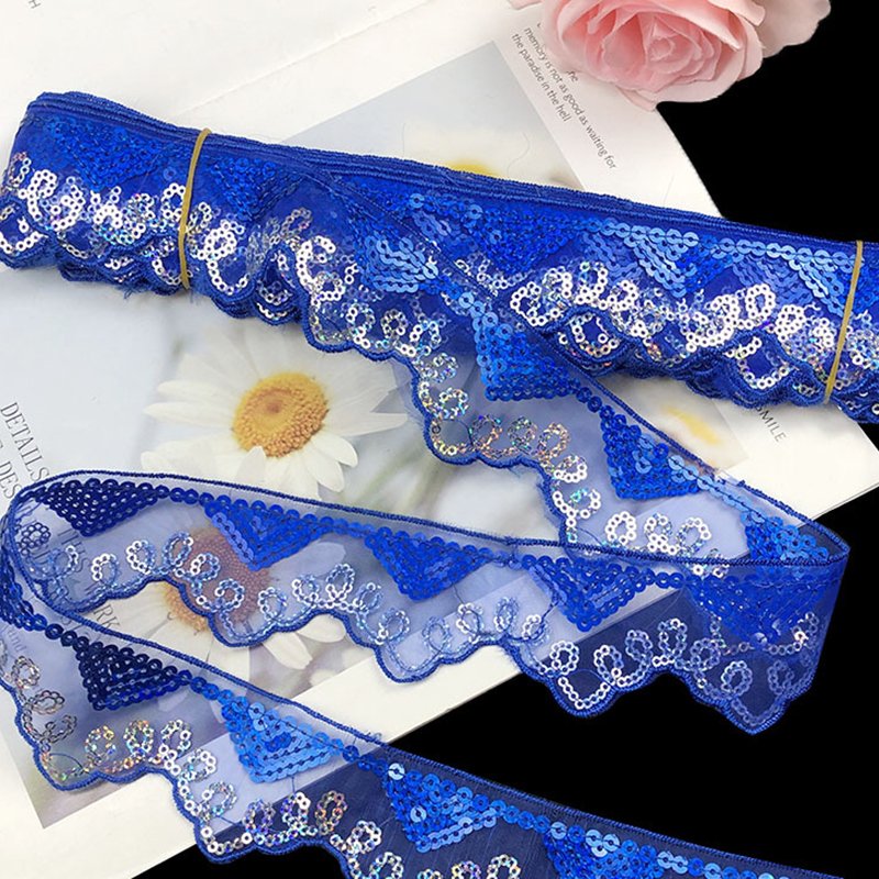 Curtain fabric lace colored Gold Sequins Border Lace Fabric Embroidery Colorful Border Lace Trimming For Women Dress