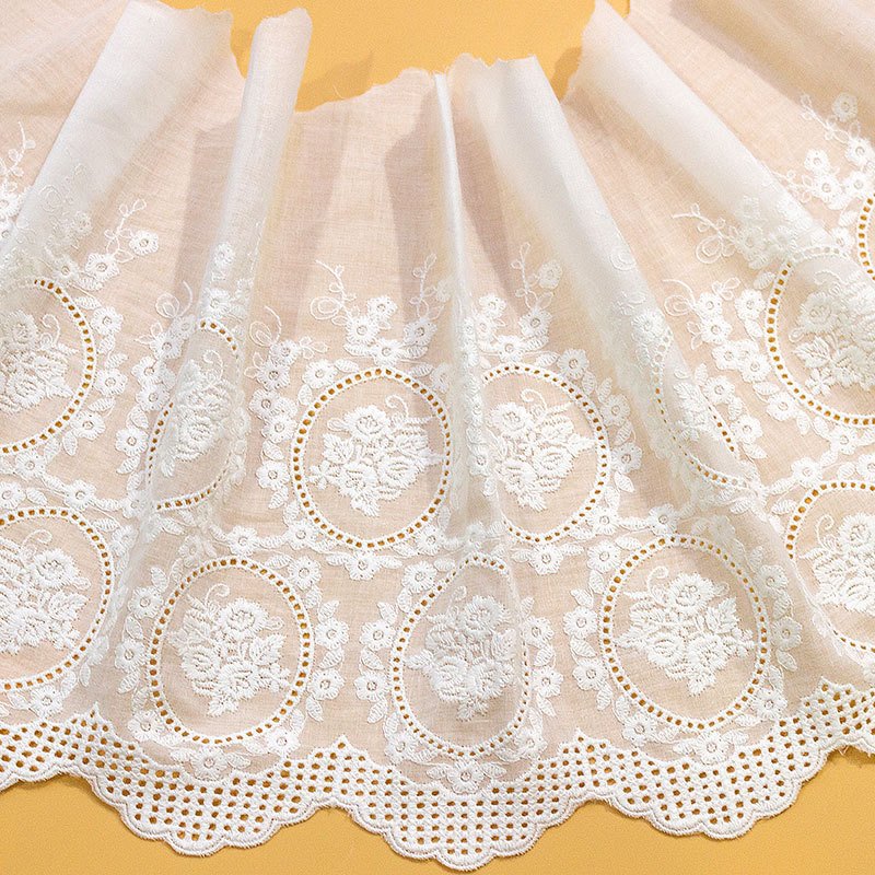 Wholesale 26.5 CM Wide Eyelet Cotton Lace Trim For Garment