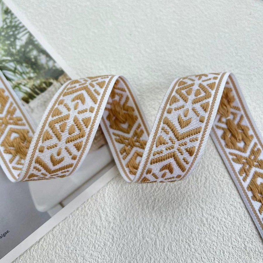 3cm Jacquard Ethnic Ribbon Trim Style Tape Polyester Classical Geometric Jacquard Webbing Woven Ribbon For Garment Accessories