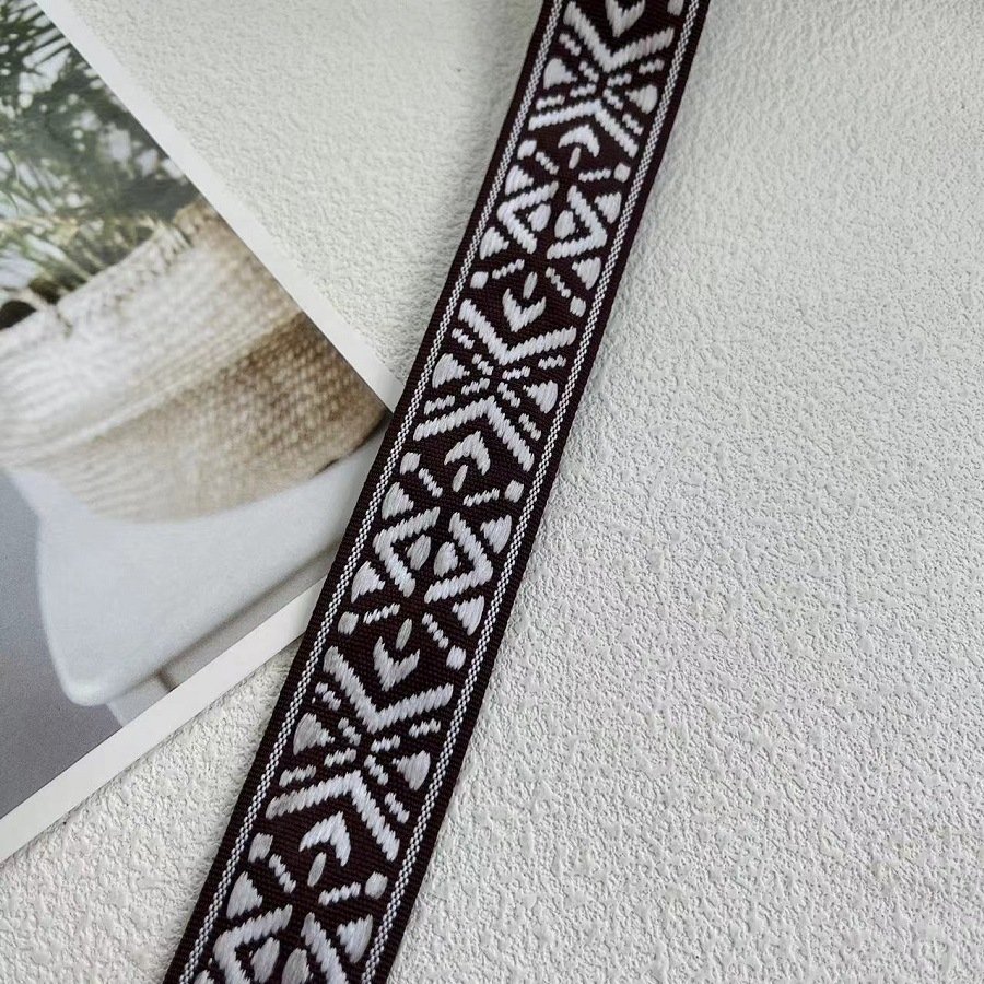 3cm Jacquard Ethnic Ribbon Trim Style Tape Polyester Classical Geometric Jacquard Webbing Woven Ribbon For Garment Accessories