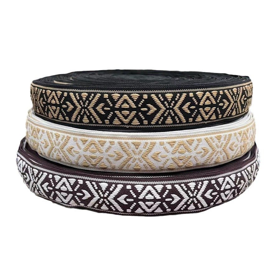 3cm Jacquard Ethnic Ribbon Trim Style Tape Polyester Classical Geometric Jacquard Webbing Woven Ribbon For Garment Accessories