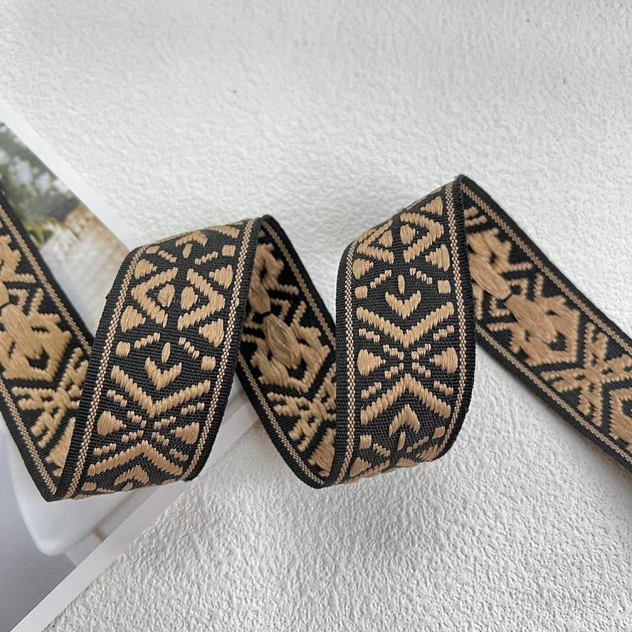 3cm Jacquard Ethnic Ribbon Trim Style Tape Polyester Classical Geometric Jacquard Webbing Woven Ribbon For Garment Accessories