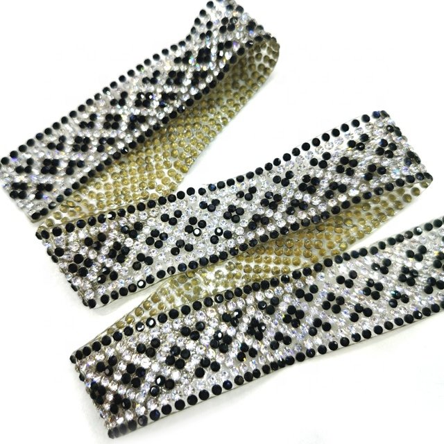 L226 Rhinestone Ribbon Crystal Trim Applique iron on diamond trimming for Crafts and Wedding