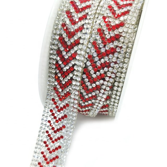 L226 Rhinestone Ribbon Crystal Trim Applique iron on diamond trimming for Crafts and Wedding