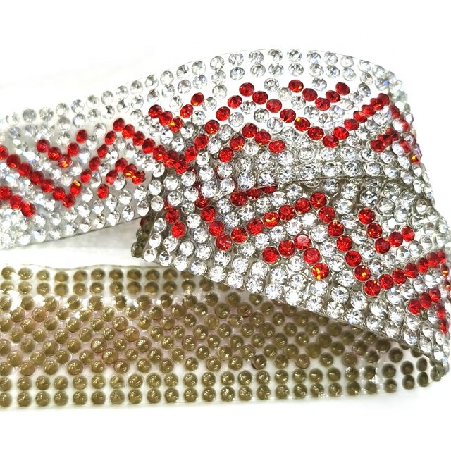 L226 Rhinestone Ribbon Crystal Trim Applique iron on diamond trimming for Crafts and Wedding