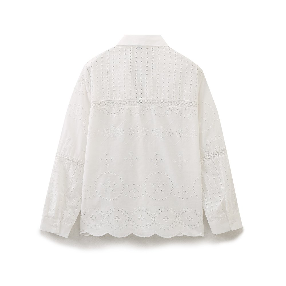 KAOPU ZA Women with lace trims embroidered shirt vintage v-neck long sleeves button-up female blouses blusas chic tops