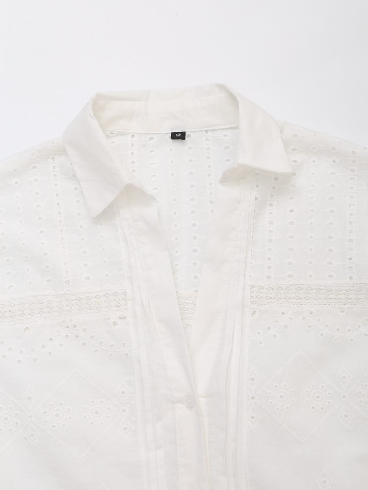 KAOPU ZA Women with lace trims embroidered shirt vintage v-neck long sleeves button-up female blouses blusas chic tops