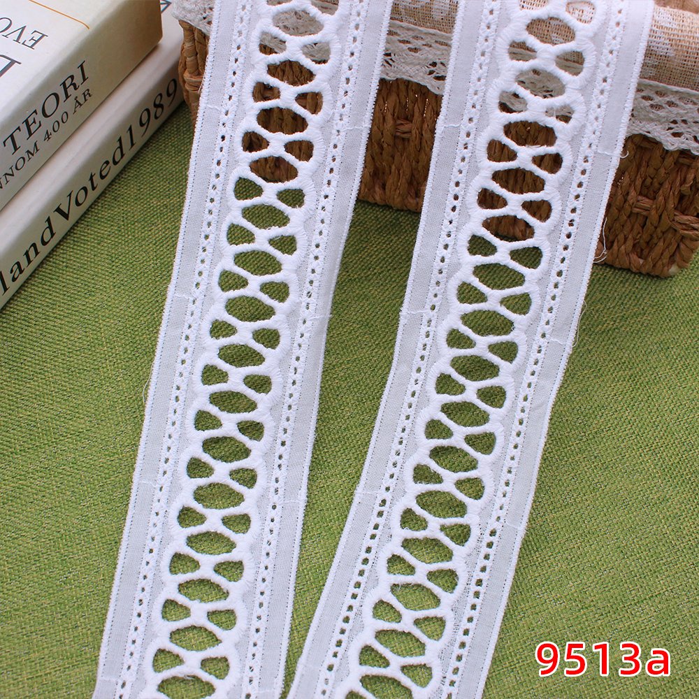High quality a narrow piece of openwork lace through which ribbon may be run natural color cotton lace trim