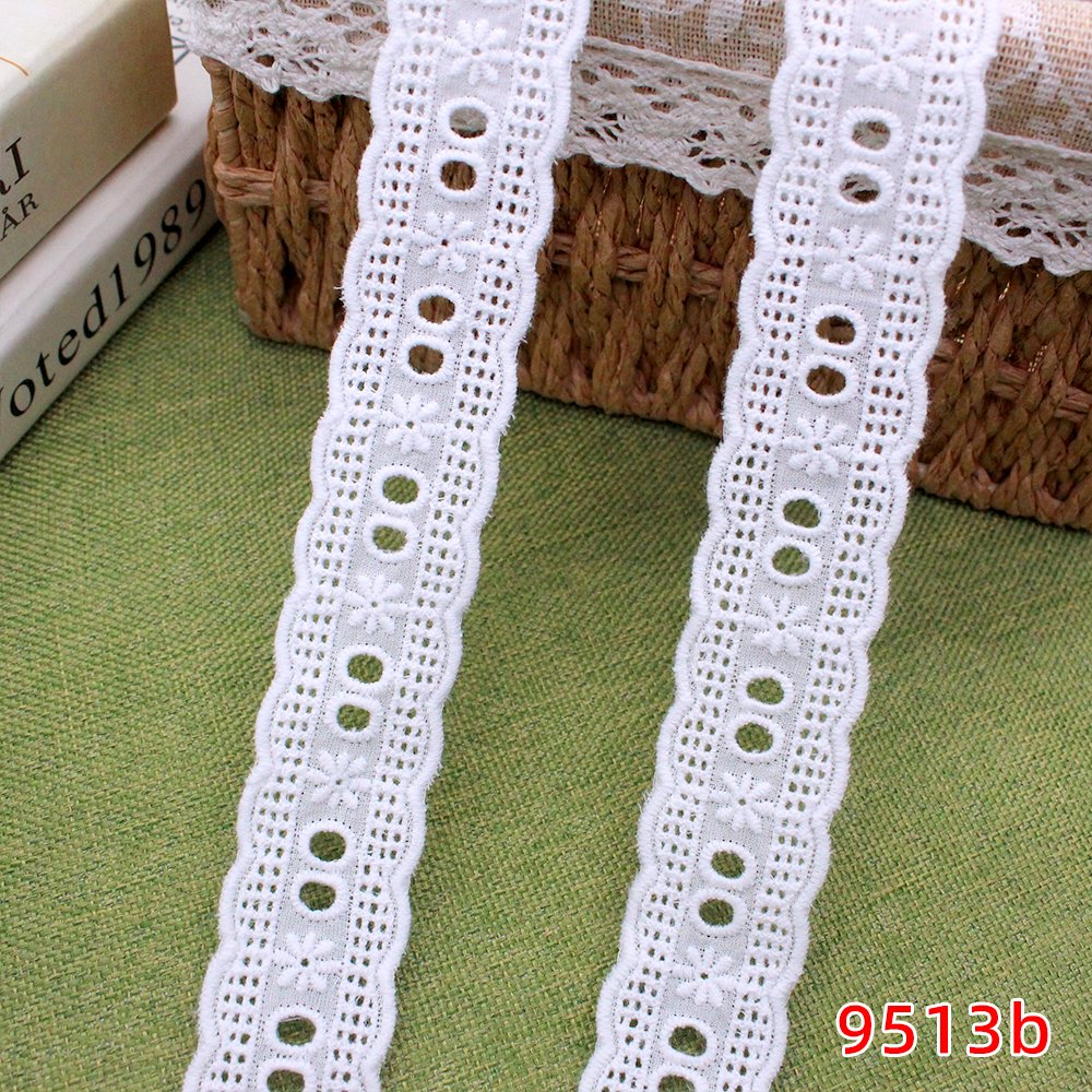 High quality a narrow piece of openwork lace through which ribbon may be run natural color cotton lace trim