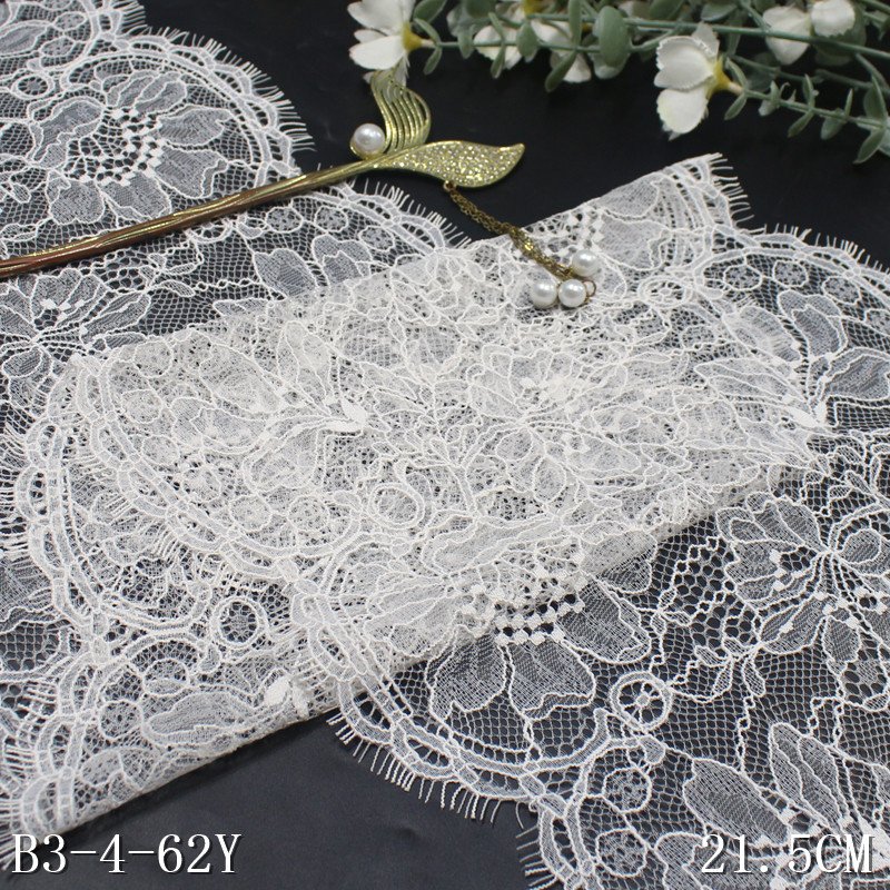 the industry factory price high quality 21cm wide black french galloon Lace Chantilly eyelash 100% nylon lingerie Lace fabric