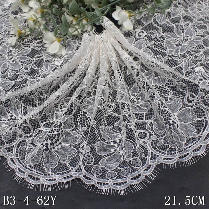 the industry factory price high quality 21cm wide black french galloon Lace Chantilly eyelash 100% nylon lingerie Lace fabric
