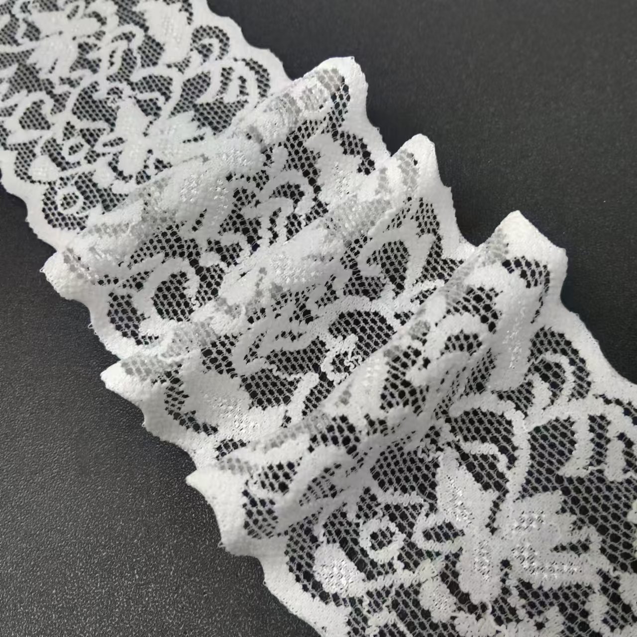 5.5cm Width High Stretch Lace Trim White Voile Nylon Spandex Lace Fabric For Women's Bra Accessories