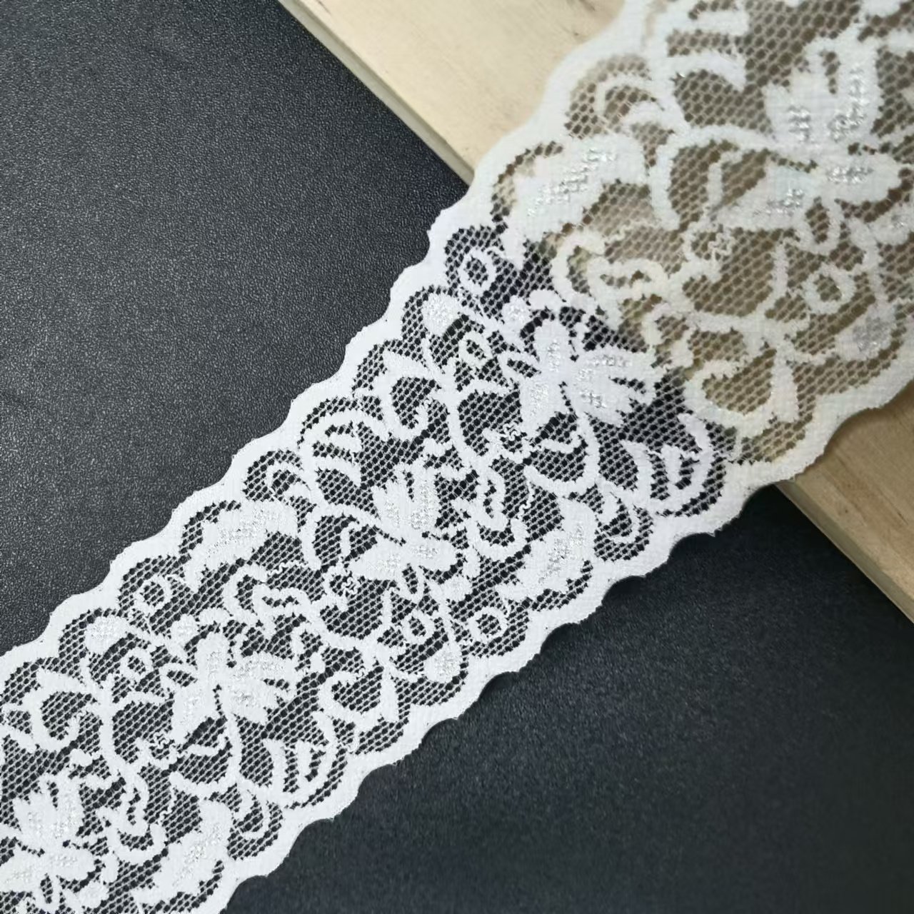 5.5cm Width High Stretch Lace Trim White Voile Nylon Spandex Lace Fabric For Women's Bra Accessories