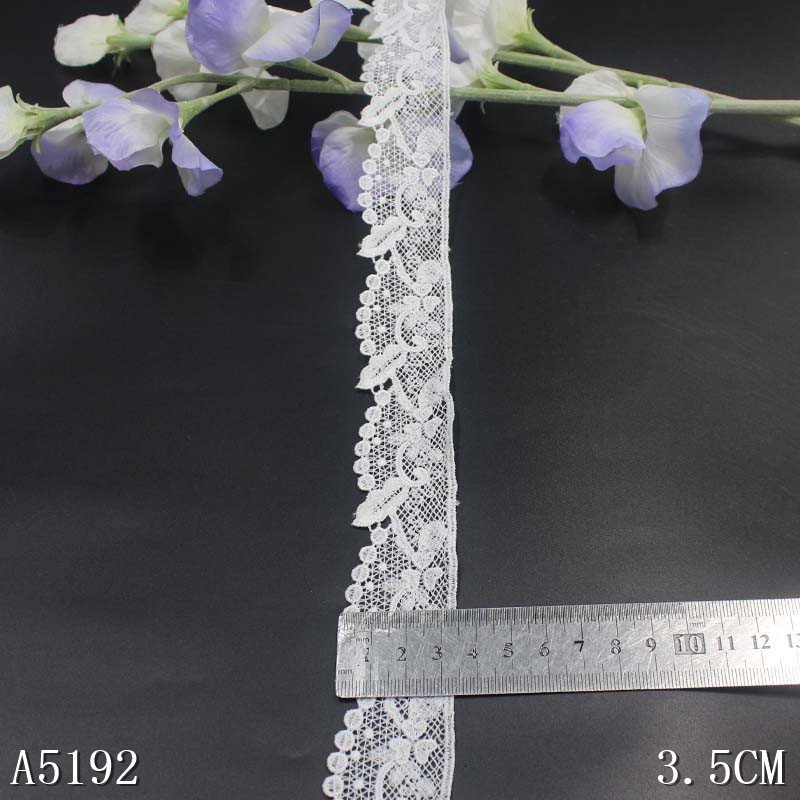 In Stock White Guipure Floral Embroidery lace trim 3cm Water Soluble Milk Silk 100% Polyester Lace Trim