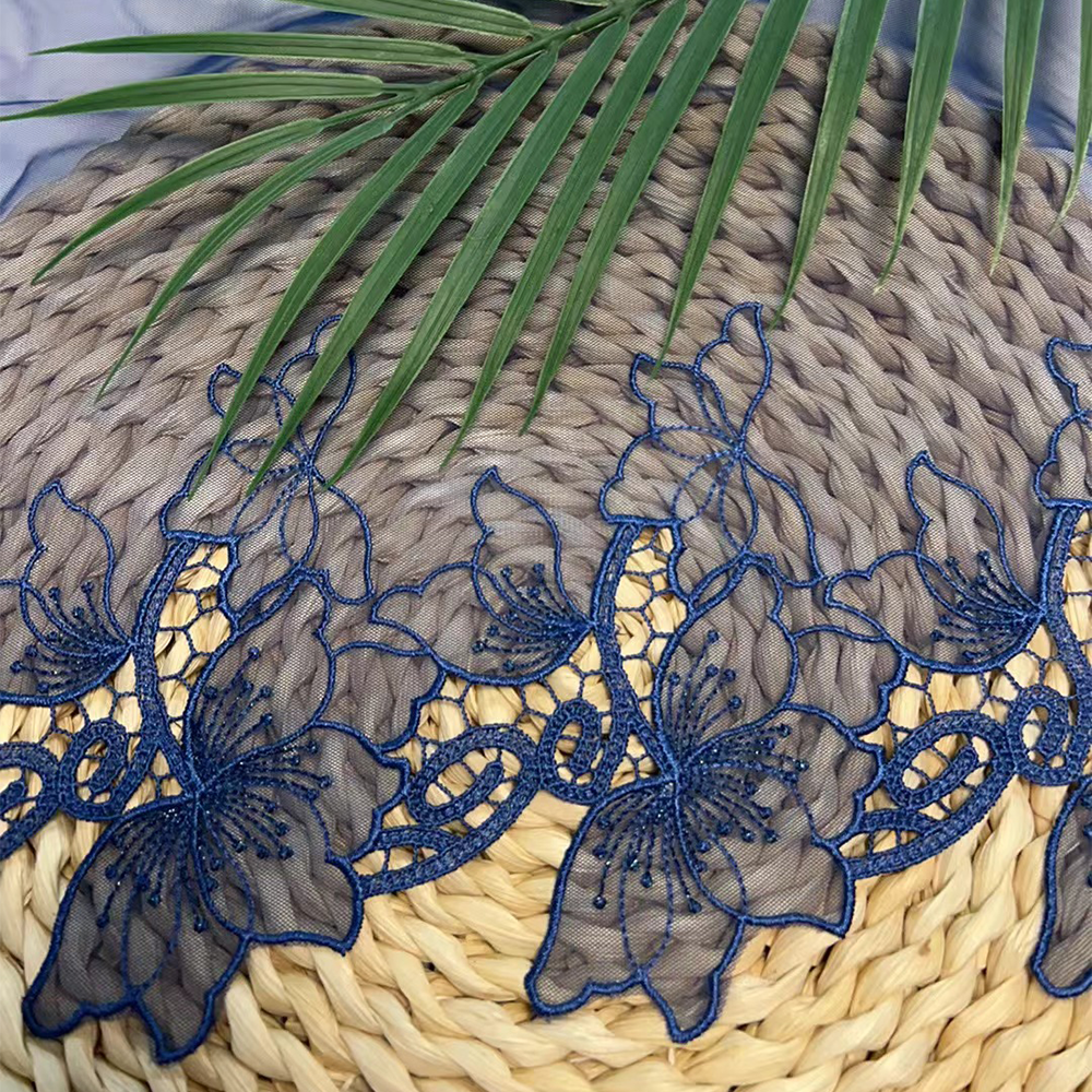 NI.AI New Design FLoral Trim Lace Embroidery Net Lace Embroidered Lace Trim For Weeding Dress