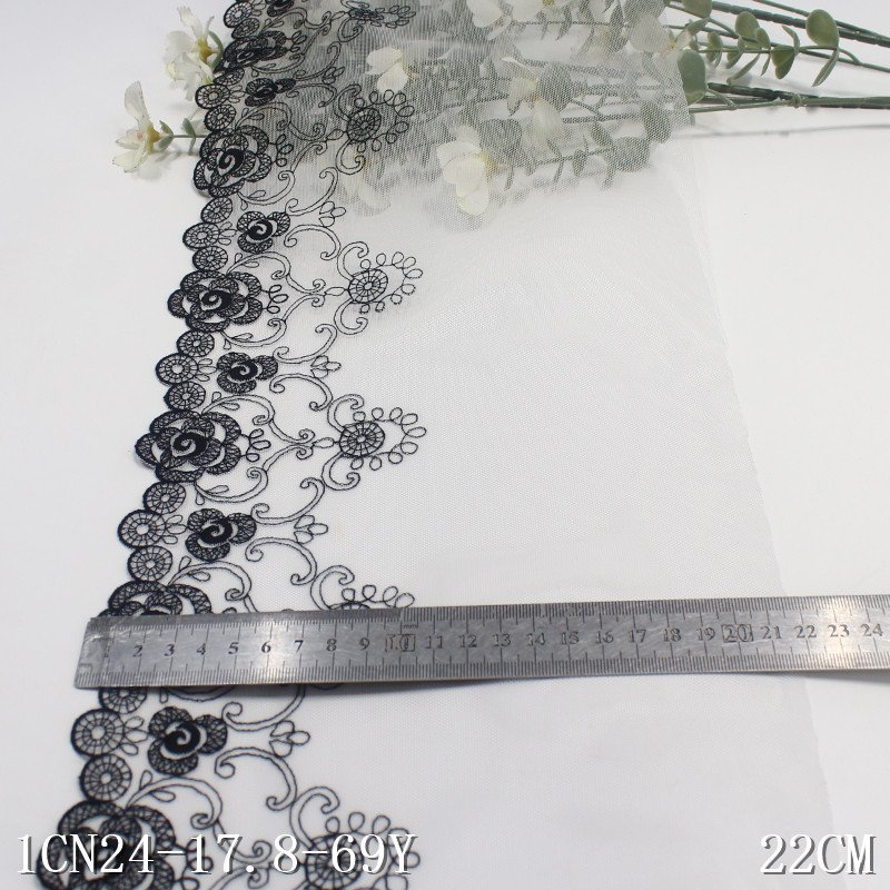 China Factory Supplied light grey Embroidery Lace Flower Lace Trim Fabrics For Women lingerie