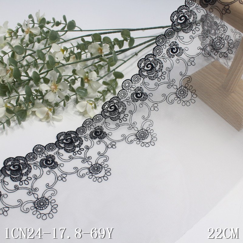 China Factory Supplied light grey Embroidery Lace Flower Lace Trim Fabrics For Women lingerie