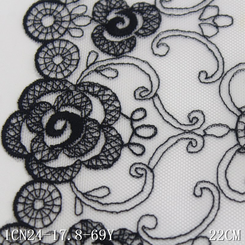China Factory Supplied light grey Embroidery Lace Flower Lace Trim Fabrics For Women lingerie