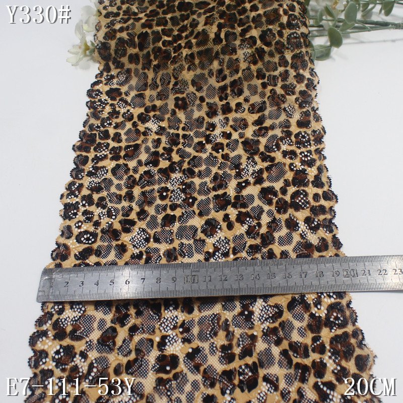 leopard print Elastic lace trim China Manufacturer 20CM Garment Accessory Stretch Nylon Spandex Lace By Yard