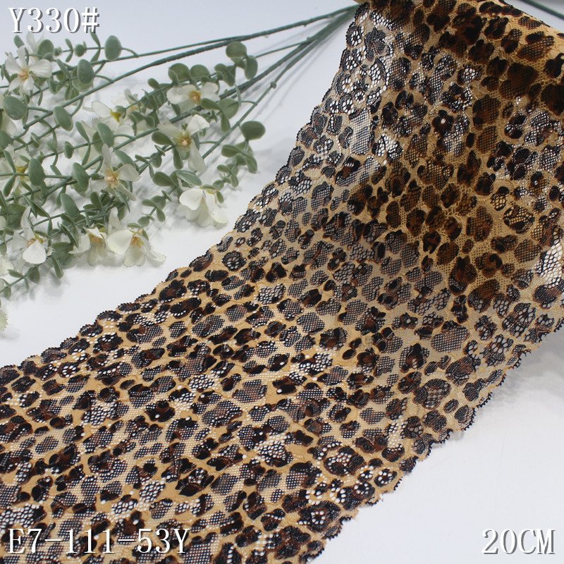 leopard print Elastic lace trim China Manufacturer 20CM Garment Accessory Stretch Nylon Spandex Lace By Yard