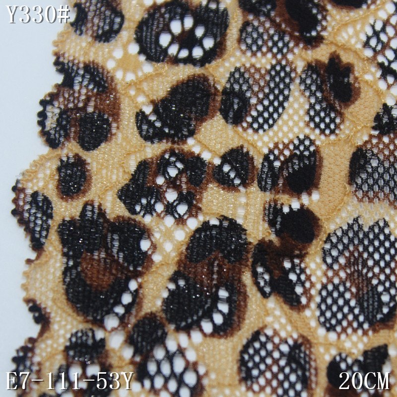 leopard print Elastic lace trim China Manufacturer 20CM Garment Accessory Stretch Nylon Spandex Lace By Yard