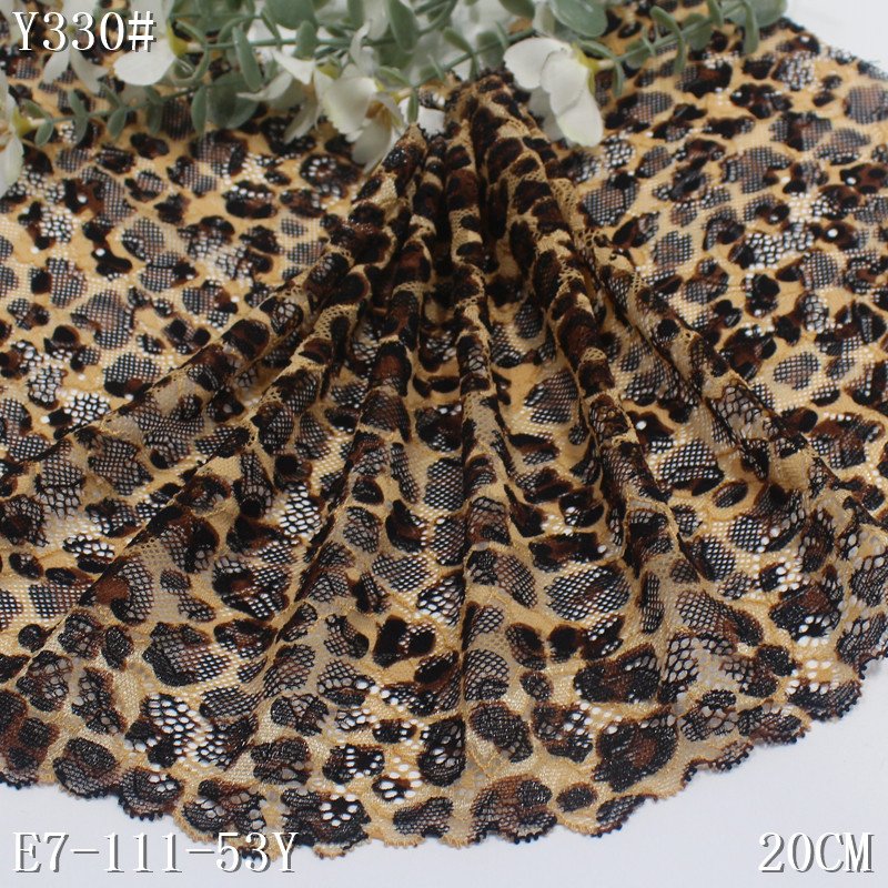 leopard print Elastic lace trim China Manufacturer 20CM Garment Accessory Stretch Nylon Spandex Lace By Yard