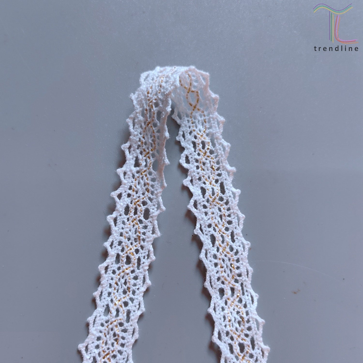 18mm gold lurex white cotton polyester border gallon swiss woven lace trimming