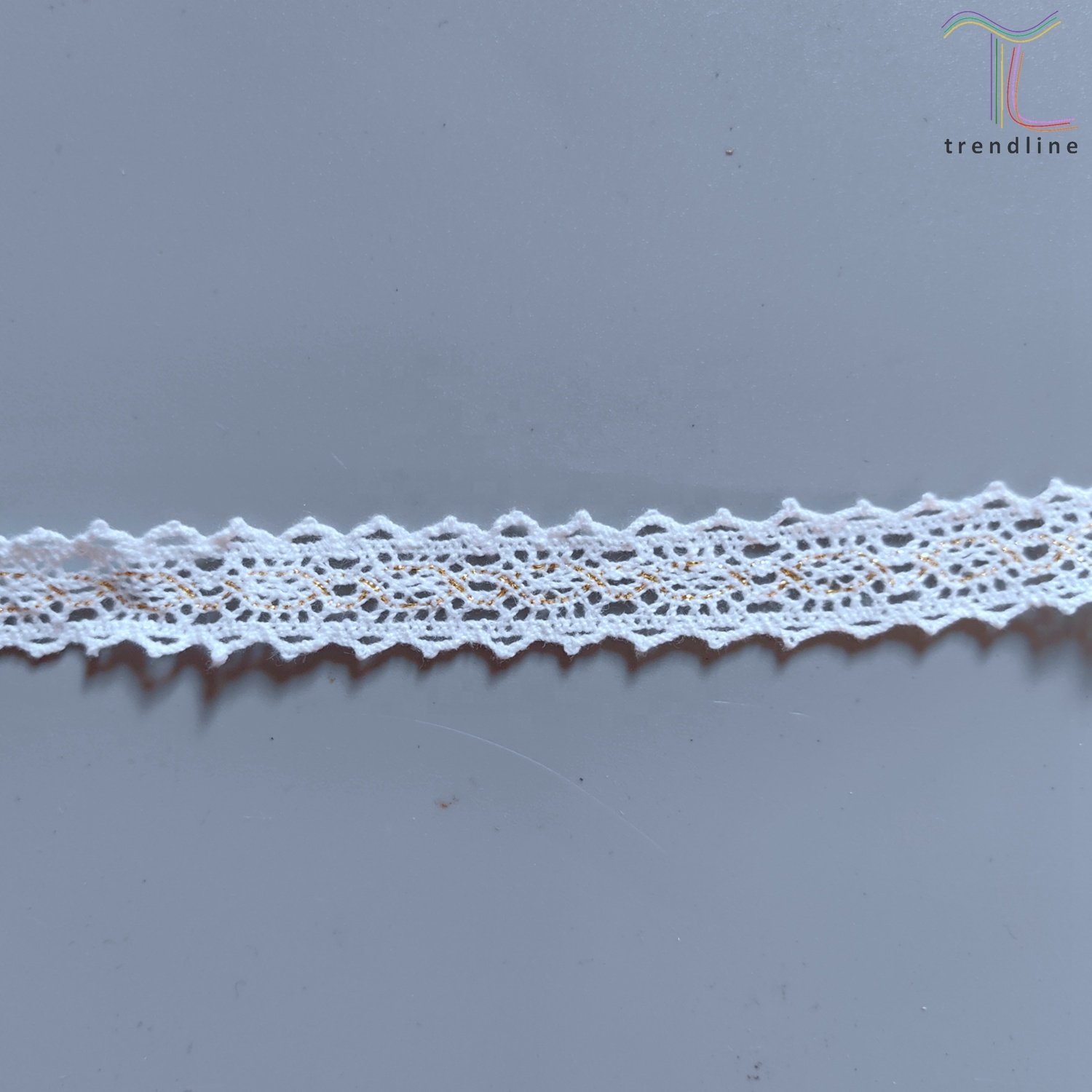 18mm gold lurex white cotton polyester border gallon swiss woven lace trimming