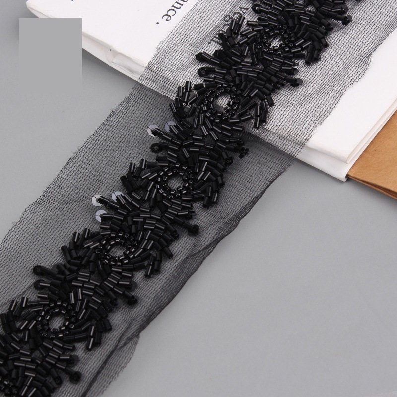 2023 New Embroidered Edge Embroidery Lace Lace Wedding Headpiece Sequin Embroidered Edge Lace Trim