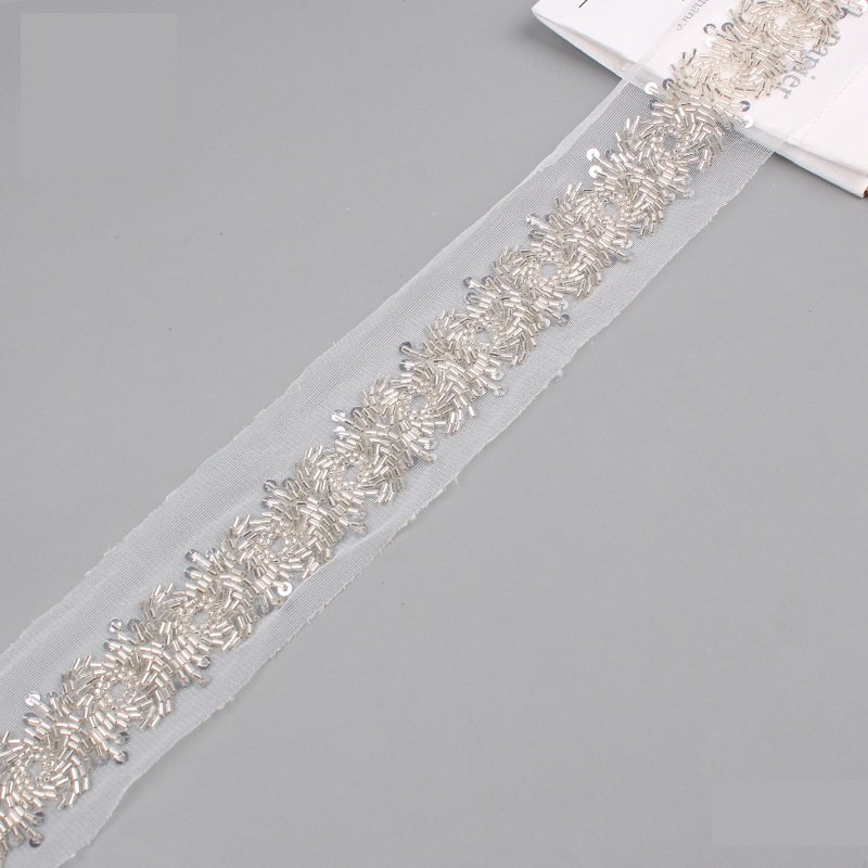 2023 New Embroidered Edge Embroidery Lace Lace Wedding Headpiece Sequin Embroidered Edge Lace Trim
