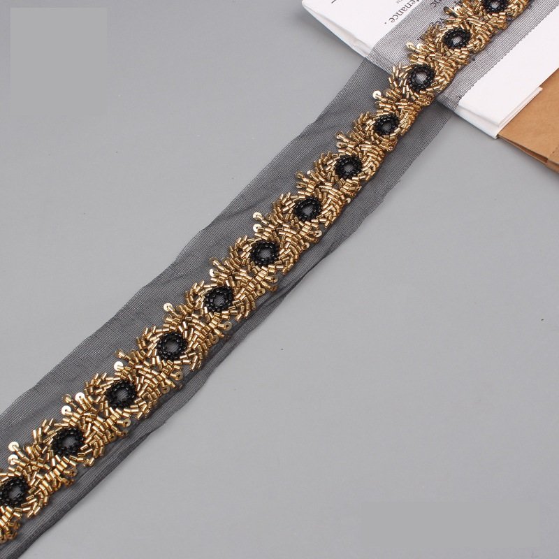 2023 New Embroidered Edge Embroidery Lace Lace Wedding Headpiece Sequin Embroidered Edge Lace Trim