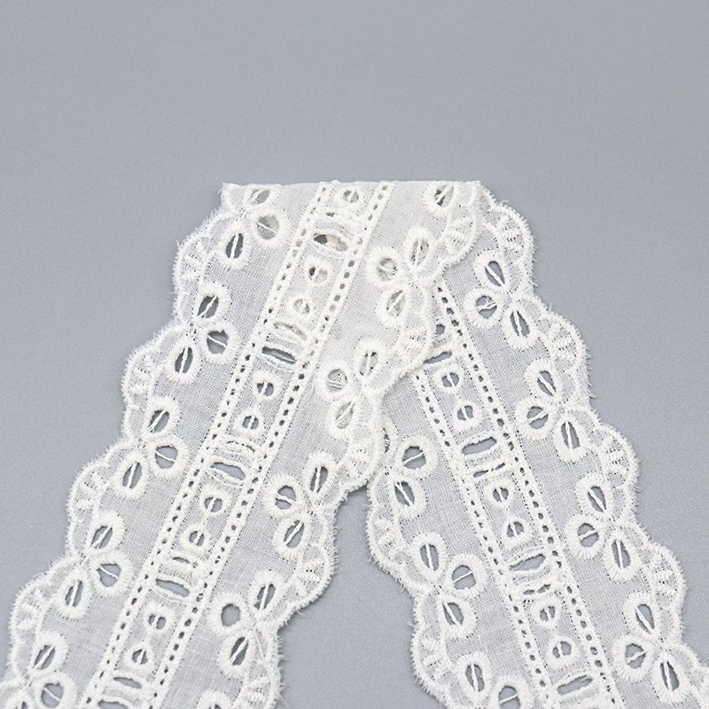 Hot selling lace trim cotton eco friendly soft lace trim embroidery for wedding dress