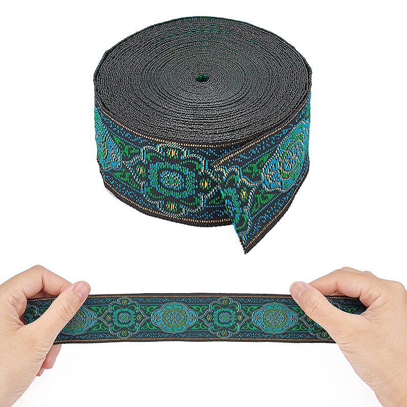 1.3 Inch Craft Sewing Trim Fabric Webbing Tape Decorative Woven Jacquard web Ribbon with Flower Pattern for DIY