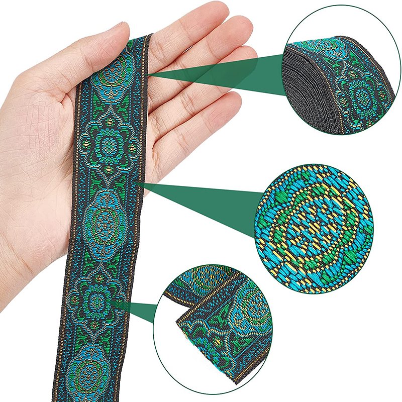 1.3 Inch Craft Sewing Trim Fabric Webbing Tape Decorative Woven Jacquard web Ribbon with Flower Pattern for DIY