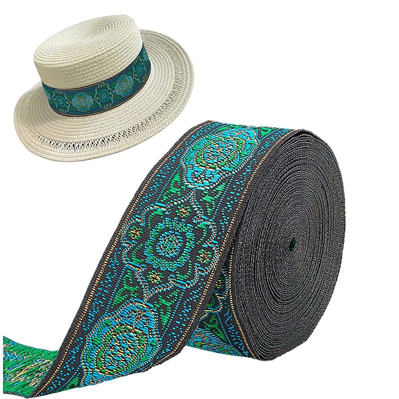 1.3 Inch Craft Sewing Trim Fabric Webbing Tape Decorative Woven Jacquard web Ribbon with Flower Pattern for DIY