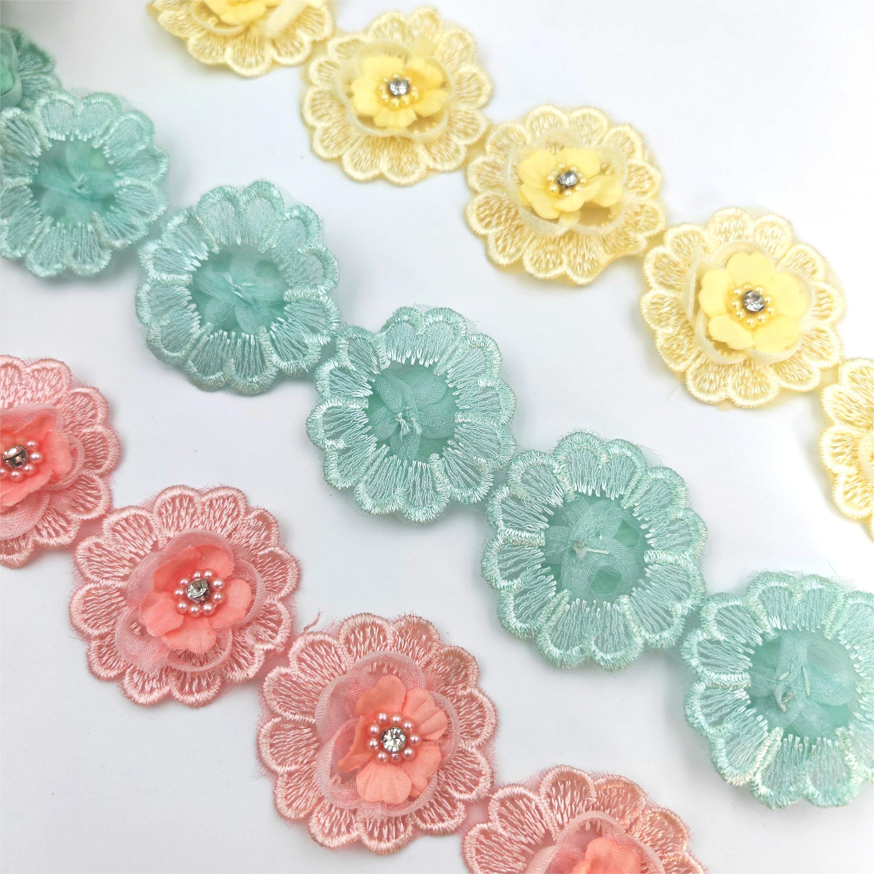 embroidered fabric for ladies african lace fabric chemical lace trim 3D lace bead fashion for bags and socks