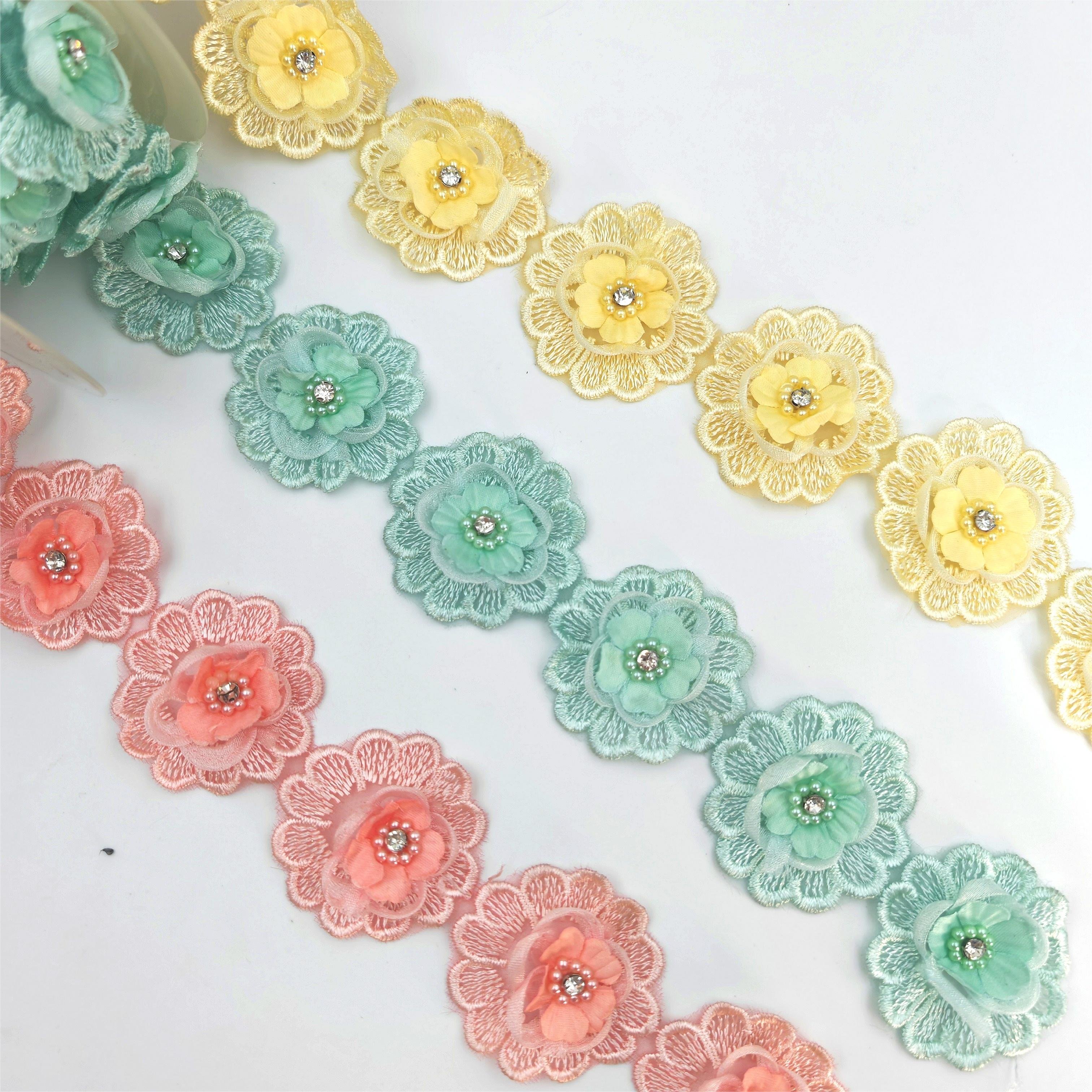 embroidered fabric for ladies african lace fabric chemical lace trim 3D lace bead fashion for bags and socks