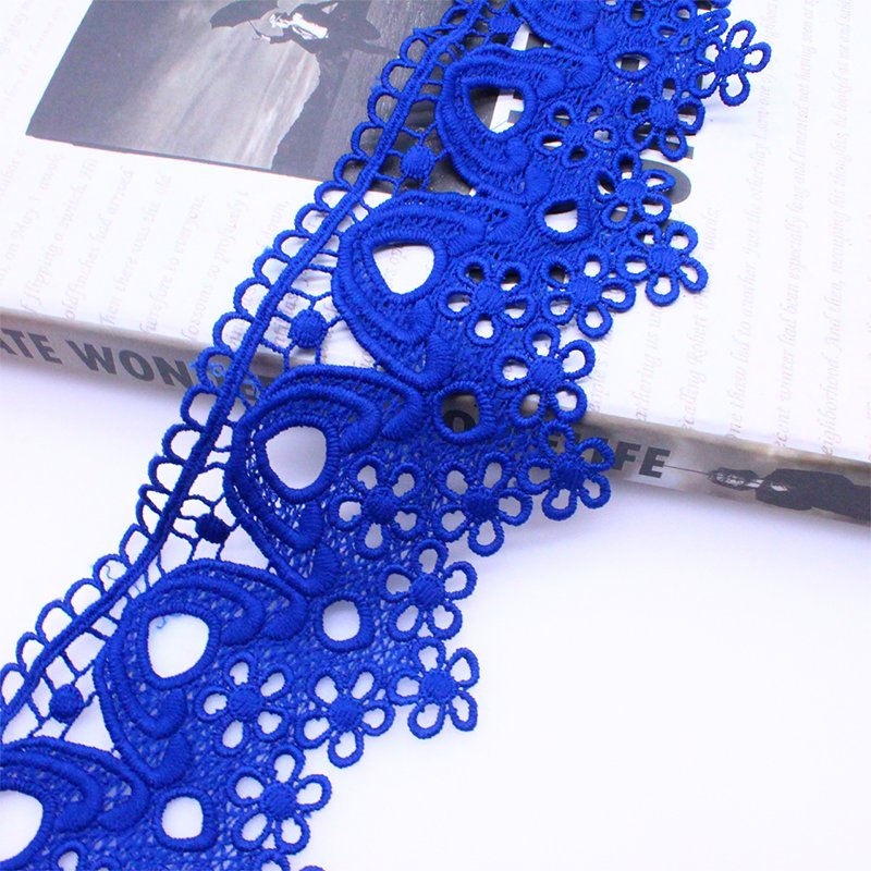 Hot selling milk silk polyester embroidered lace trim for women's clothing gathered lace trim