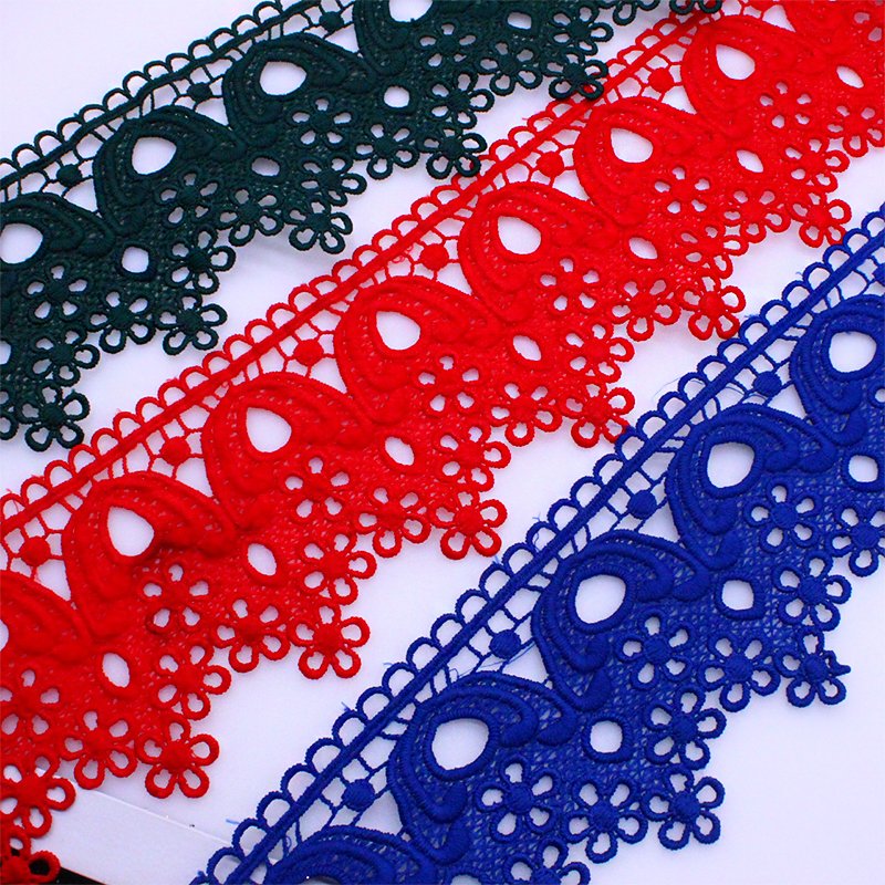 Hot selling milk silk polyester embroidered lace trim for women's clothing gathered lace trim