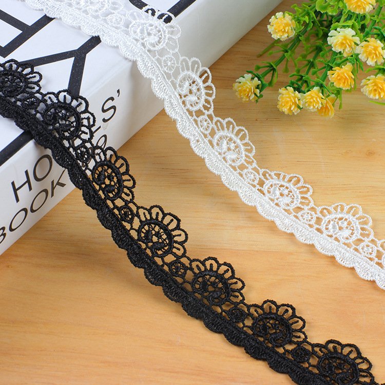 Wholesale Decorative Embroidery Wedding Trim Ribbon Lace for Black White Embroidered Trimming