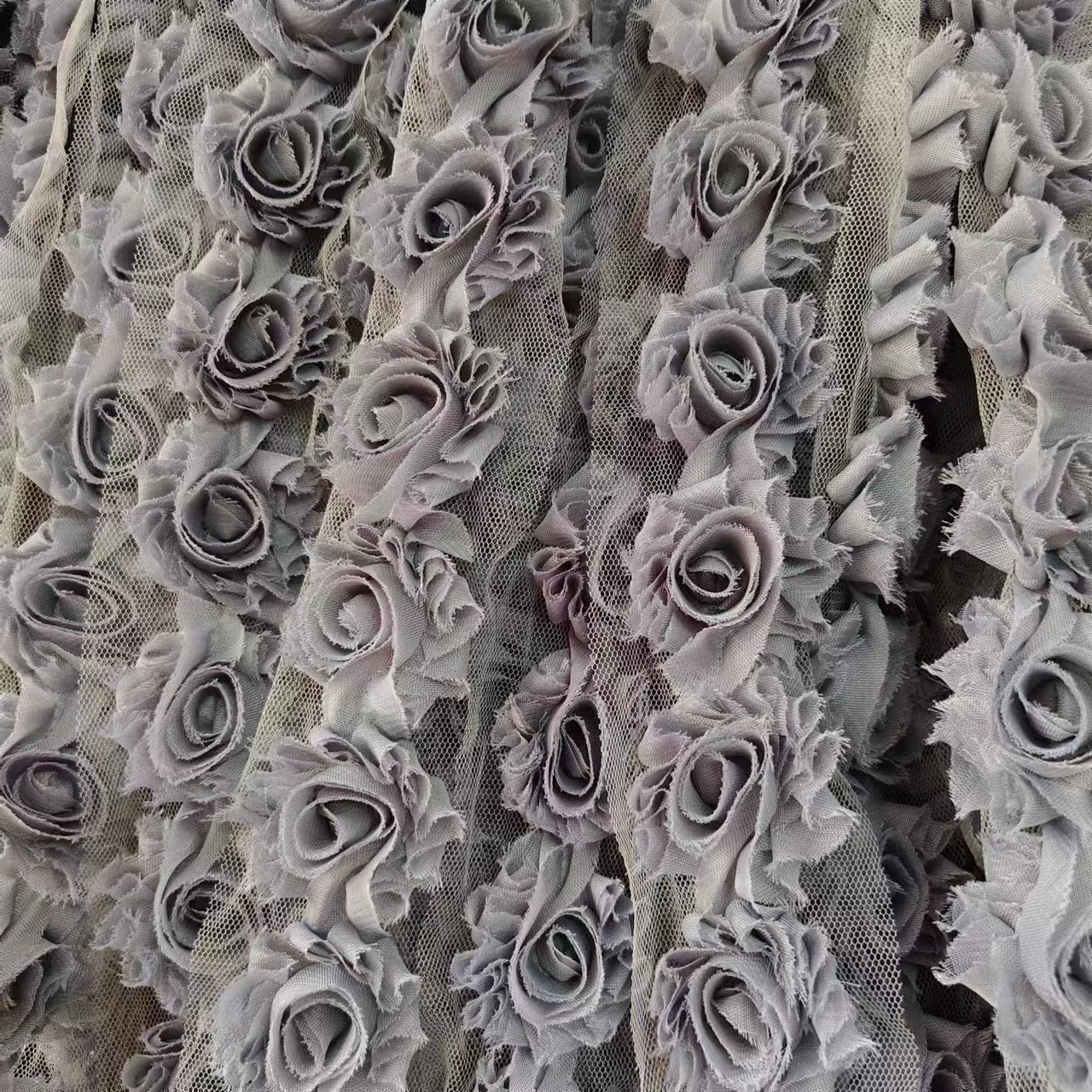 Wholesale custom colors sizes chiffon shabby chiffon rose flower trim 1.5 inches