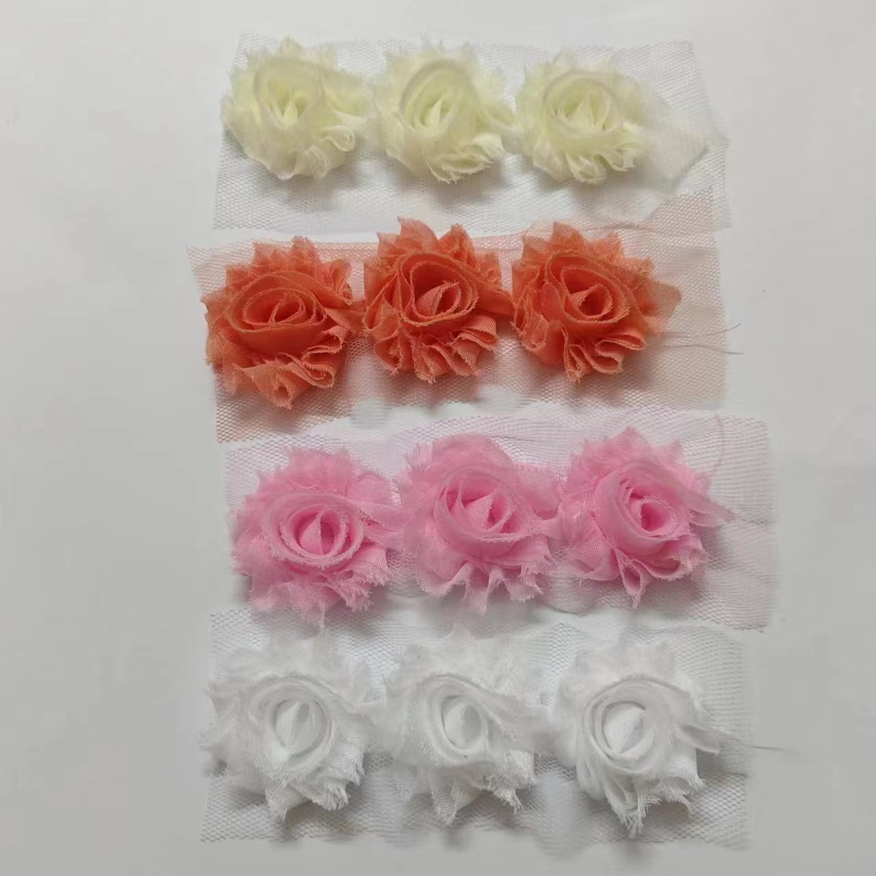 Wholesale custom colors sizes chiffon shabby chiffon rose flower trim 1.5 inches