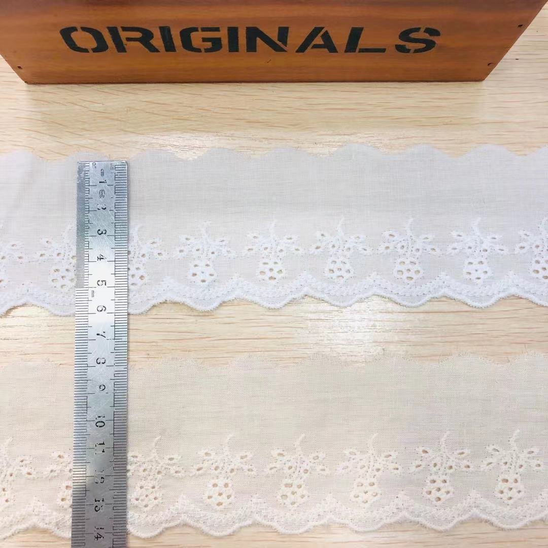 Mesh Cotton Lace 6CM Wavy Broderie Eyelet Lace Trim For Women Dress Garment