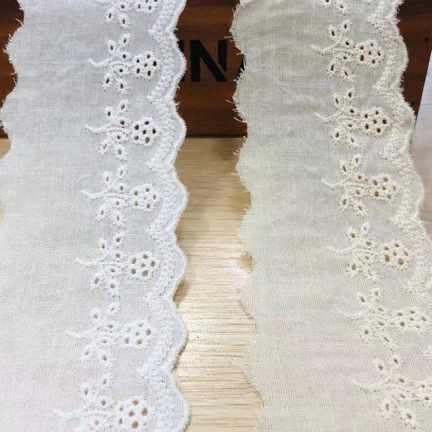 Mesh Cotton Lace 6CM Wavy Broderie Eyelet Lace Trim For Women Dress Garment