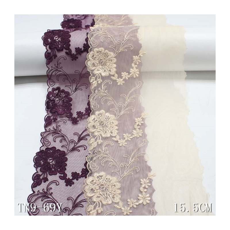 Women Lingerie Underwear Lace Fabric 16cm Stretch Mesh Flower Embroidered Lace Trim