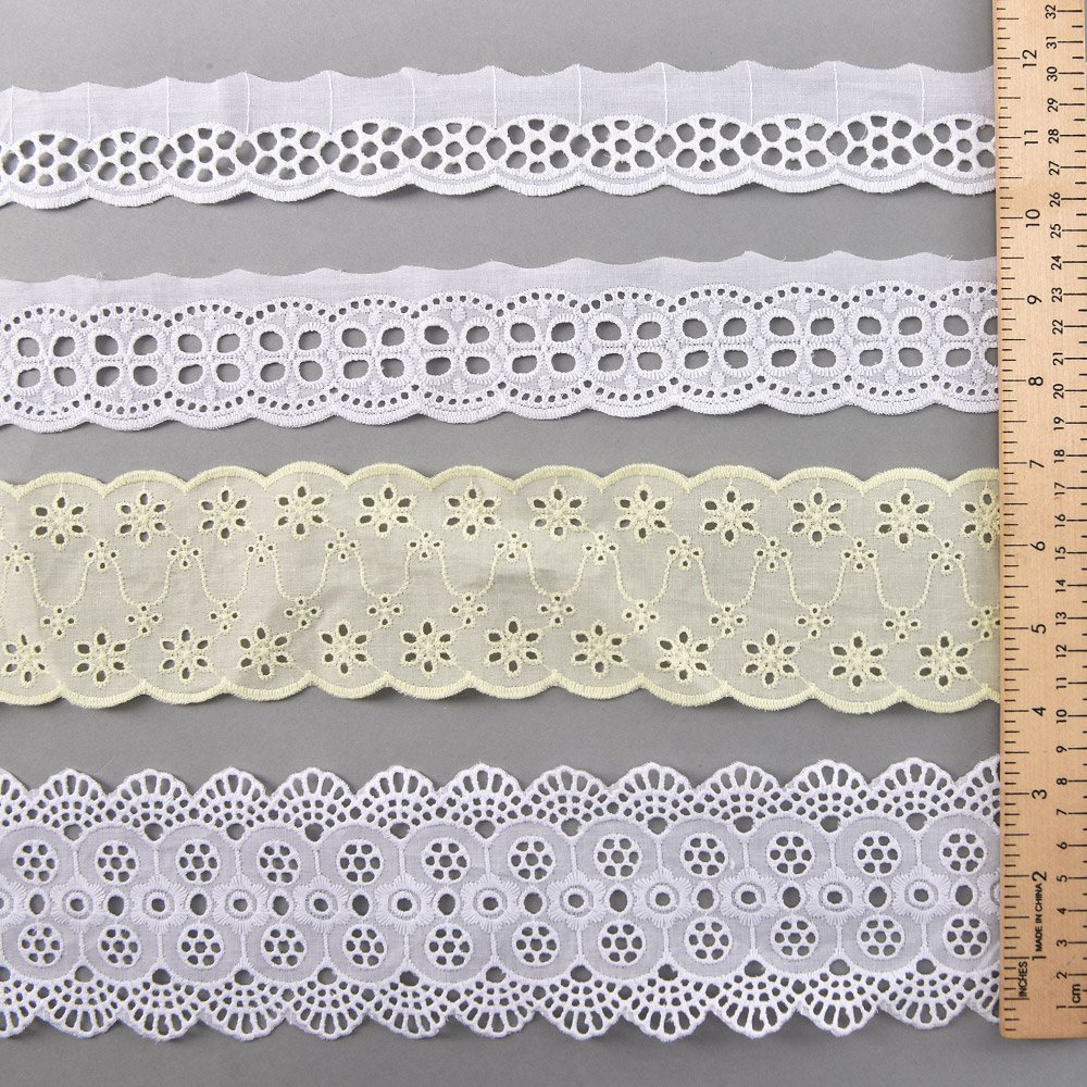 Embroidered Cotton Lace Trim Lace Ribbon Assorted Patterns Lace Trim for Decorations and DIY