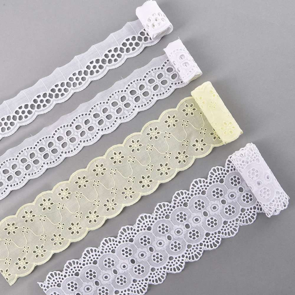 Embroidered Cotton Lace Trim Lace Ribbon Assorted Patterns Lace Trim for Decorations and DIY