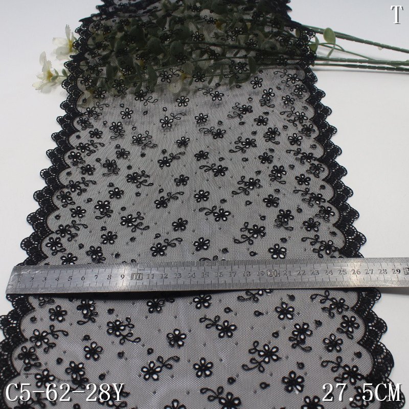 Factory Direct Sale Fabric Lace Black mesh Water-soluble edge Embroidery lace trim hollowed flower lace for women