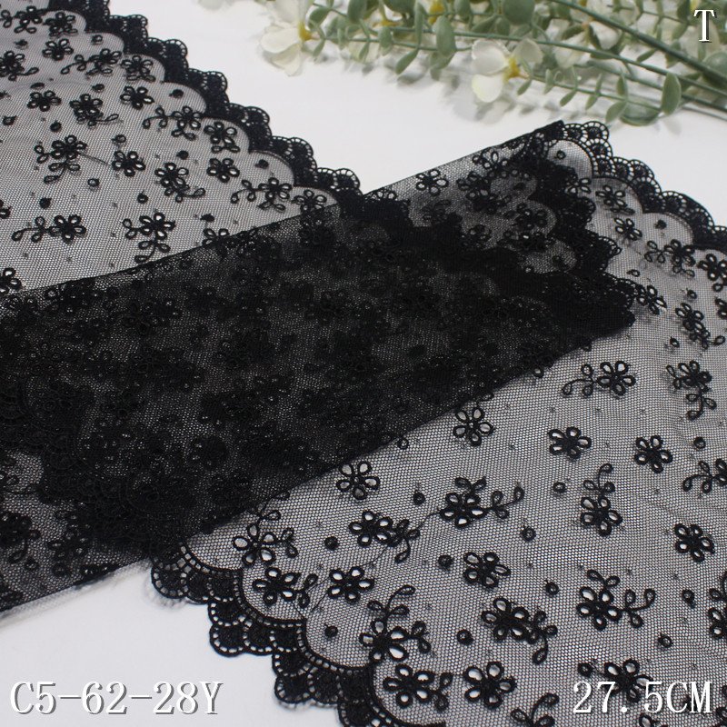 Factory Direct Sale Fabric Lace Black mesh Water-soluble edge Embroidery lace trim hollowed flower lace for women