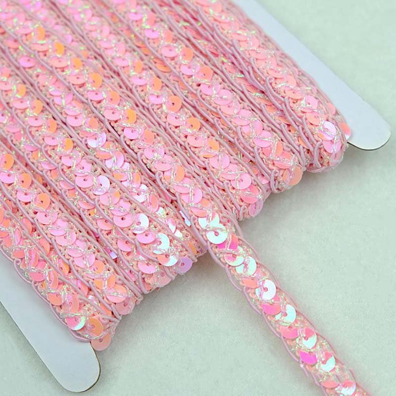 12mm diy clothes accessories sewing lace polyester hat Centipede edge sequined lace ribbon twist strips decorative braided trim